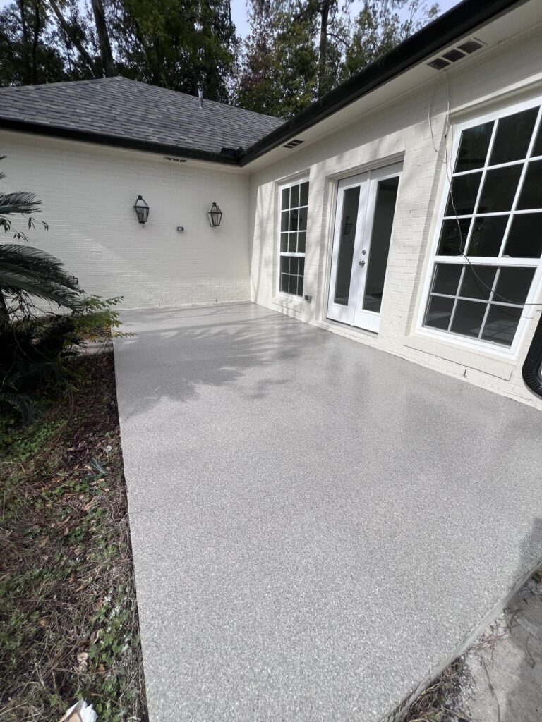 Residential Patio and Carport with Long-lasting Epoxy Floor Coating in Hammond LA