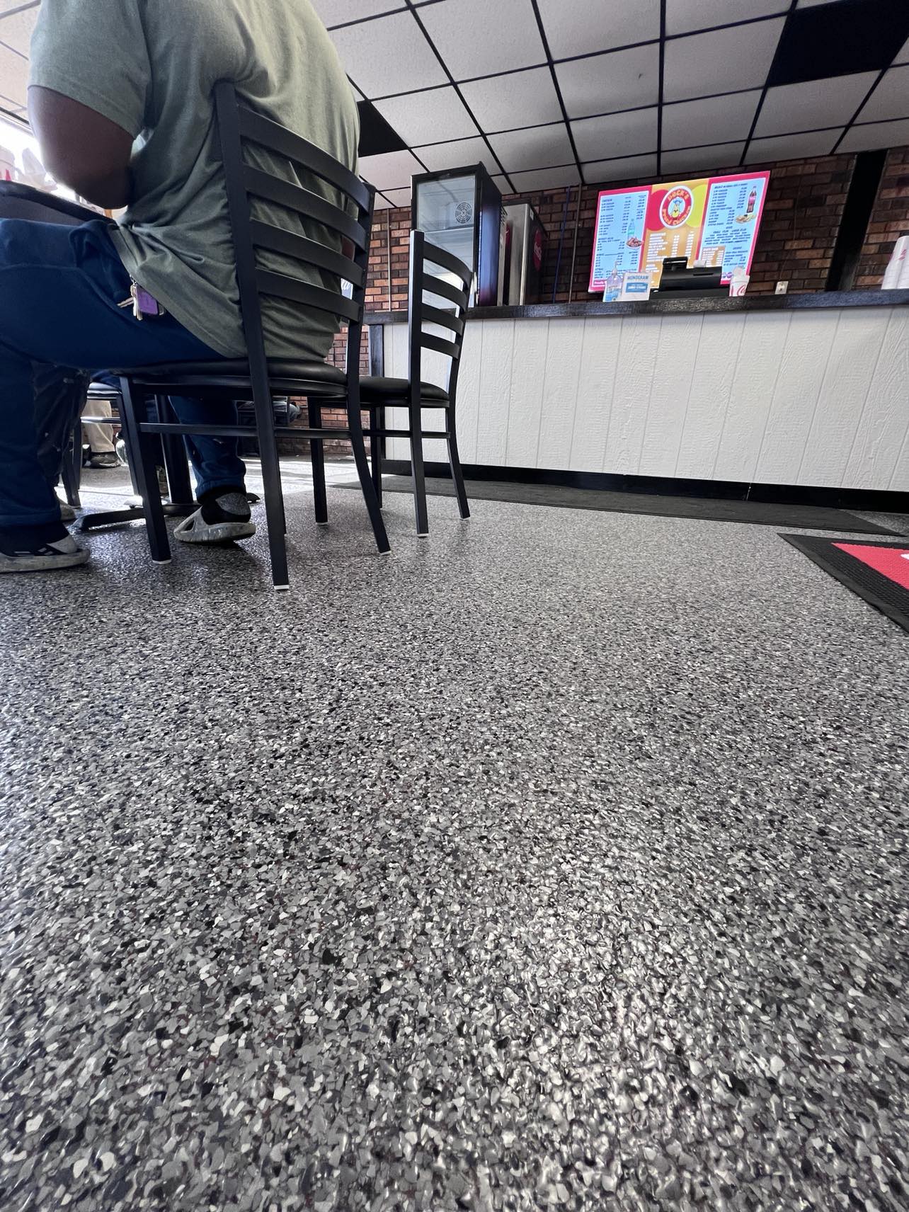 Revamping Restaurant Avesthetics A Complete Guide to Epoxy Floor Coating with Nightfall Flakes for a Restaurant Lobby in Kentwood LA 2