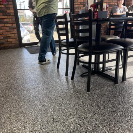 Revamping Restaurant Aesthetics A Complete Guide to Epoxy Floor Coating with Nightfall Flakes for a Restaurant Lobby in Kentwood LA